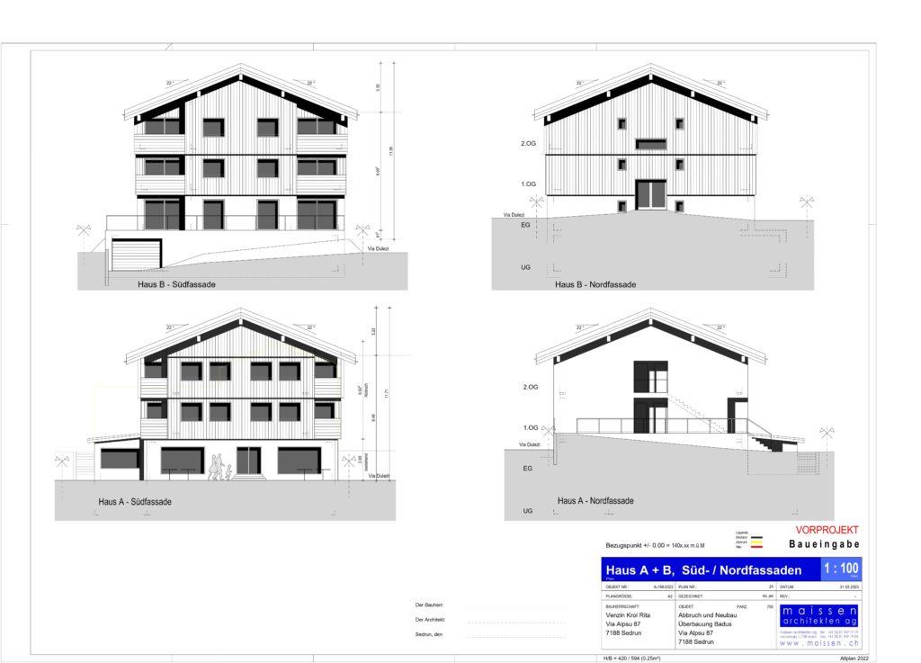 Haus A+B, Süd- u. Nordfassaden